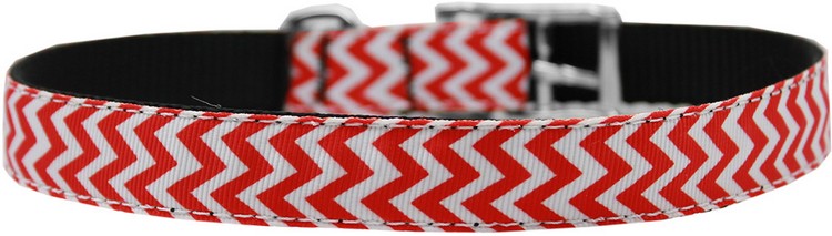 Chevrons Nylon Dog Collar with classic buckle 3/4" Red Size 20